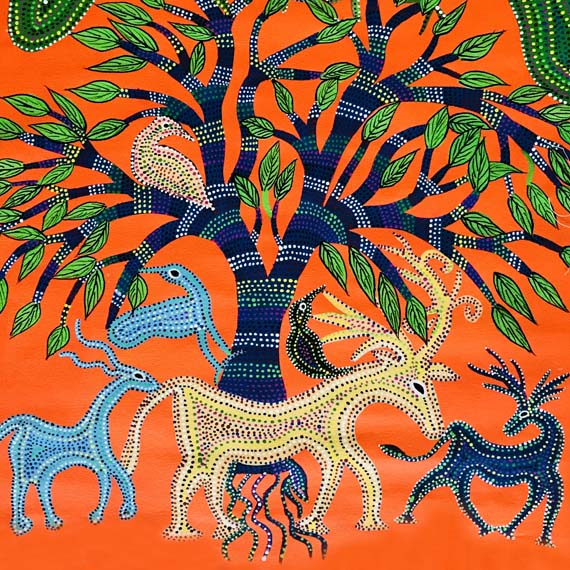 Tree and Deer Bhil Painting